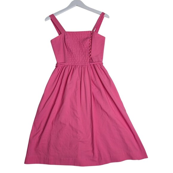 Lanz Dresses & Skirts - Vintage 1970's Lanz Pink Sleeveless Midi Dress W Button Pleated Bodice